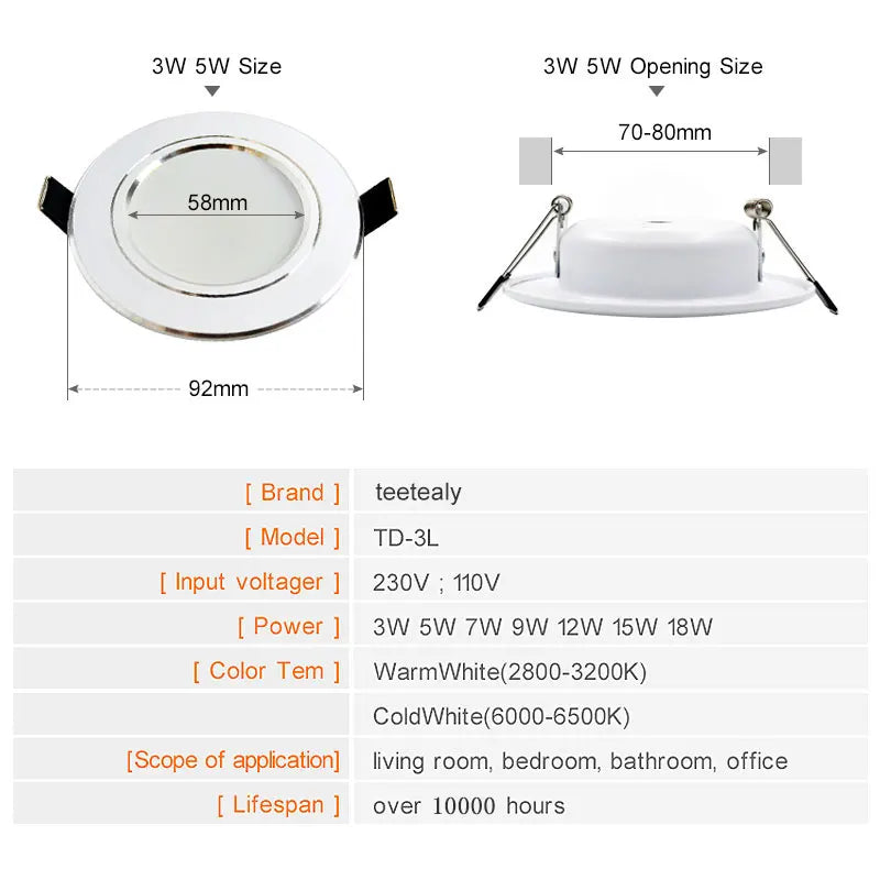 Kit 6 Luminárias LED Embutidas - Iluminação Eficiente para Casa