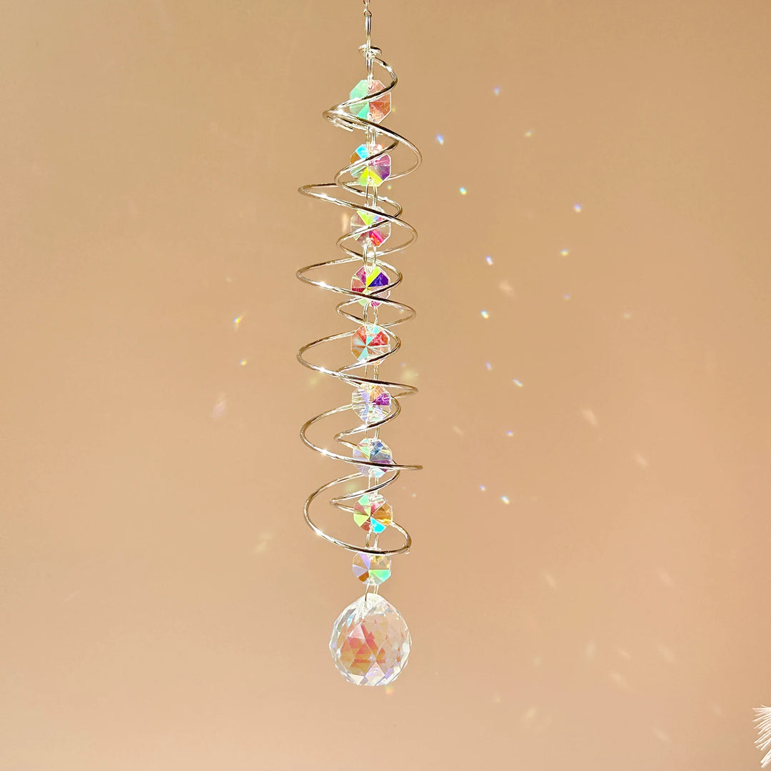 Decoração Espiral Arco-Íris com Cristal Suncatcher