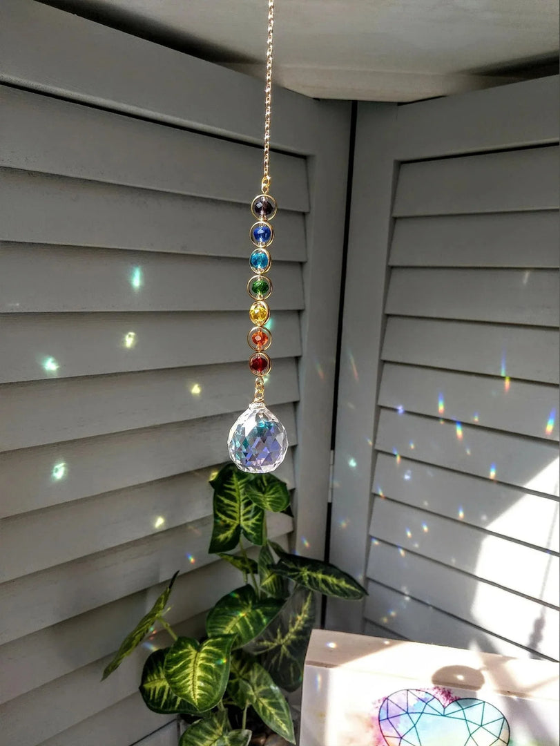 Suncatcher de Cristal Arco-Íris para Meditação e Decoração