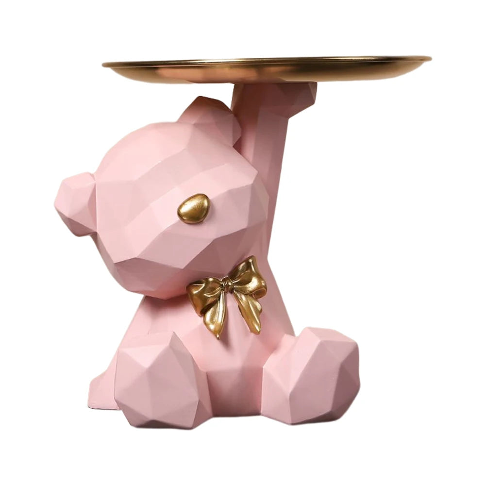 Chaveiro Decorativo de Urso Geométrico com Bandeja de Armazenamento