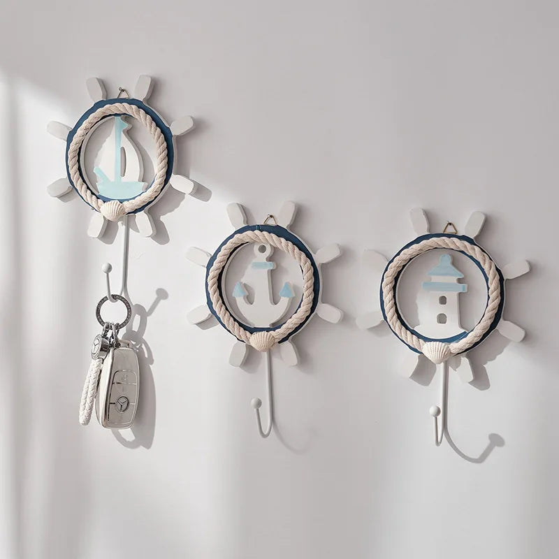 Ganchos Náuticos Mediterrâneos em Madeira para Decoração