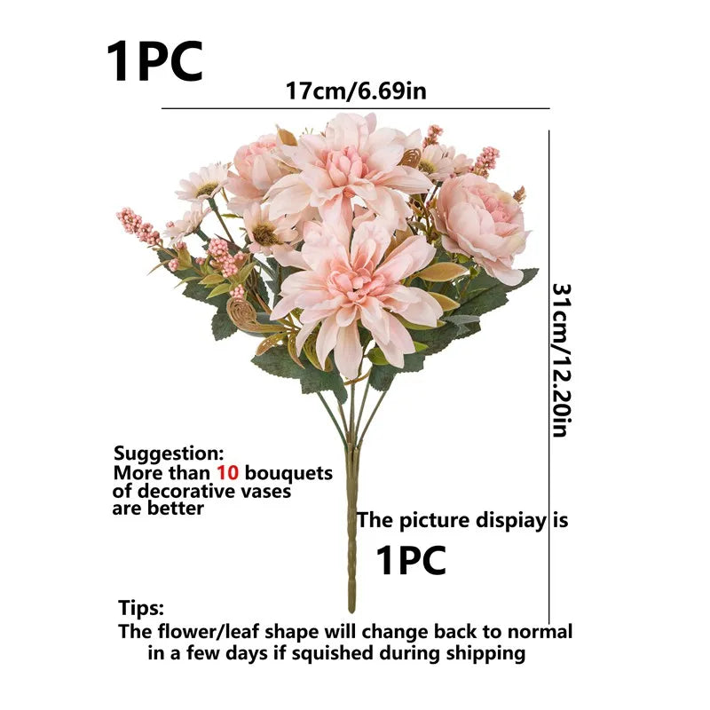 Buquê de Flores Artificiais de Seda para Decoração Elegante