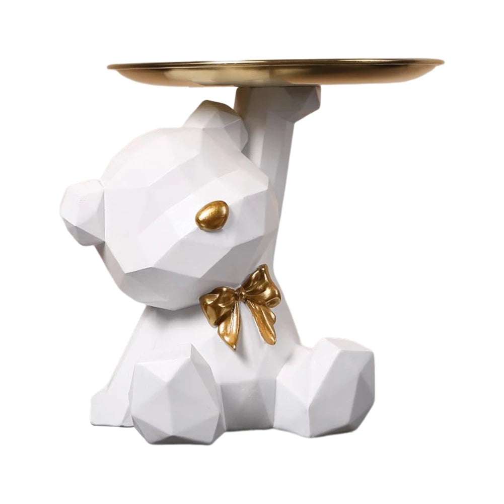 Chaveiro Decorativo de Urso Geométrico com Bandeja de Armazenamento