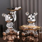 Carregue a imagem na visualização da galeria, Estatueta Decorativa de Urso com Bandeja - Armazenamento Elegante
