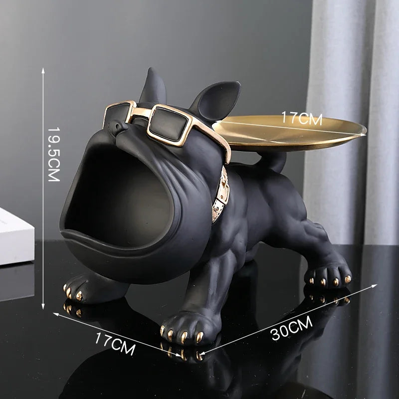 Estatueta Decorativa Bulldog com Caixa de Armazenamento