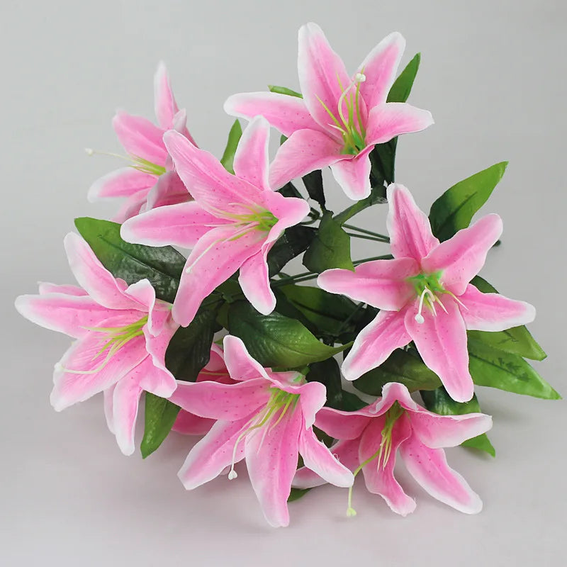 Buquê de Lírios Artificiais Multicoloridos para Decoração Elegante