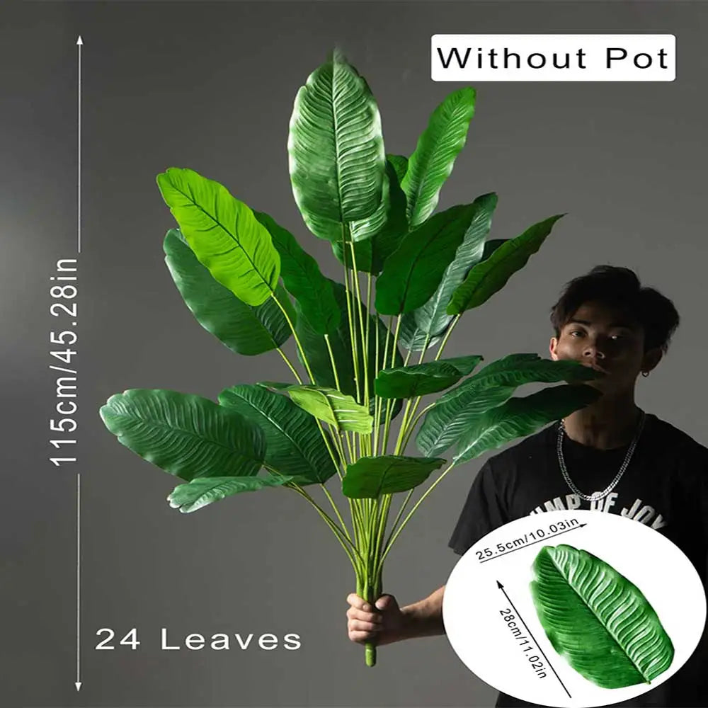 Planta Artificial Tropical de Folhas Grandes para Decoração
