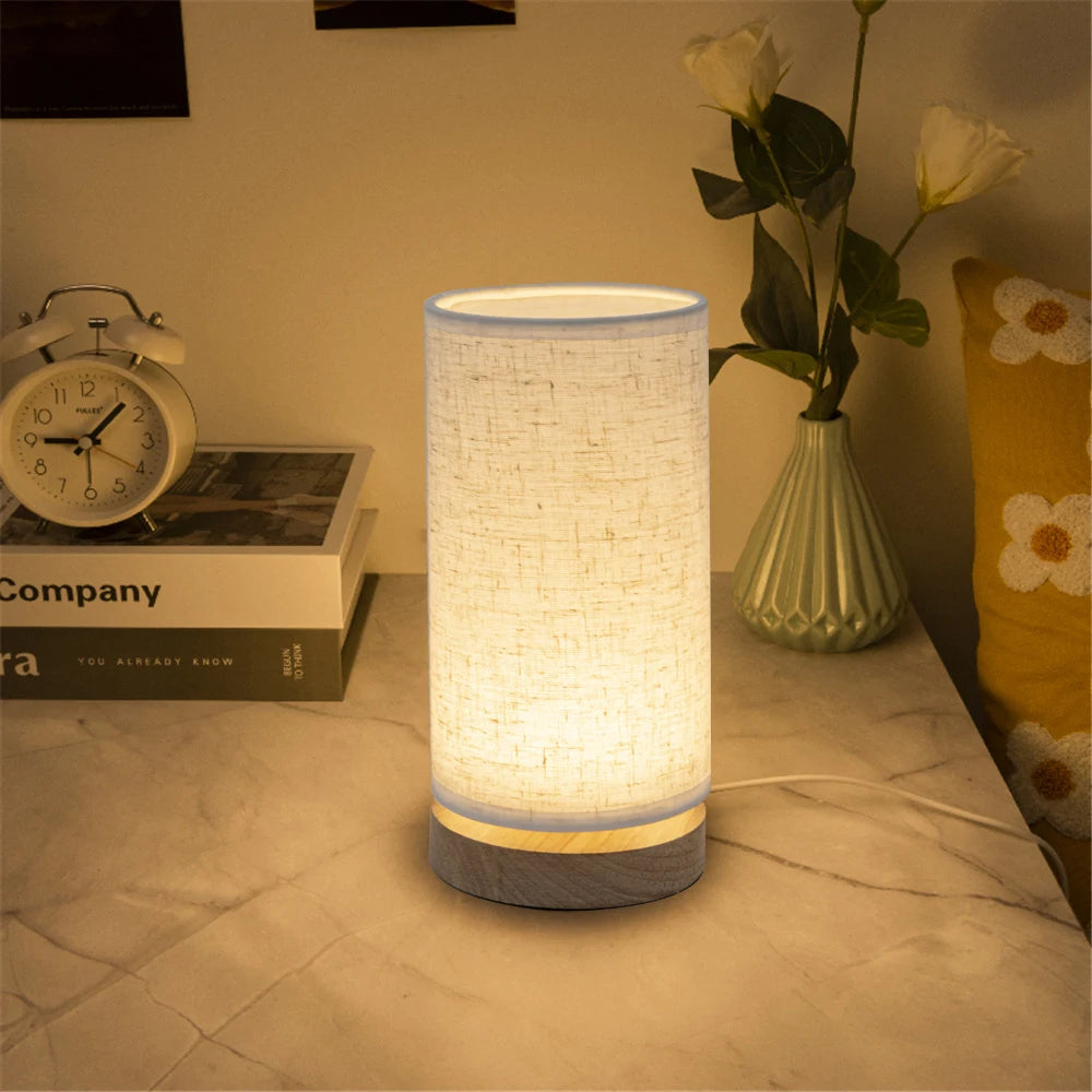 Candeeiro de Mesa LED em Madeira com Luz Quente