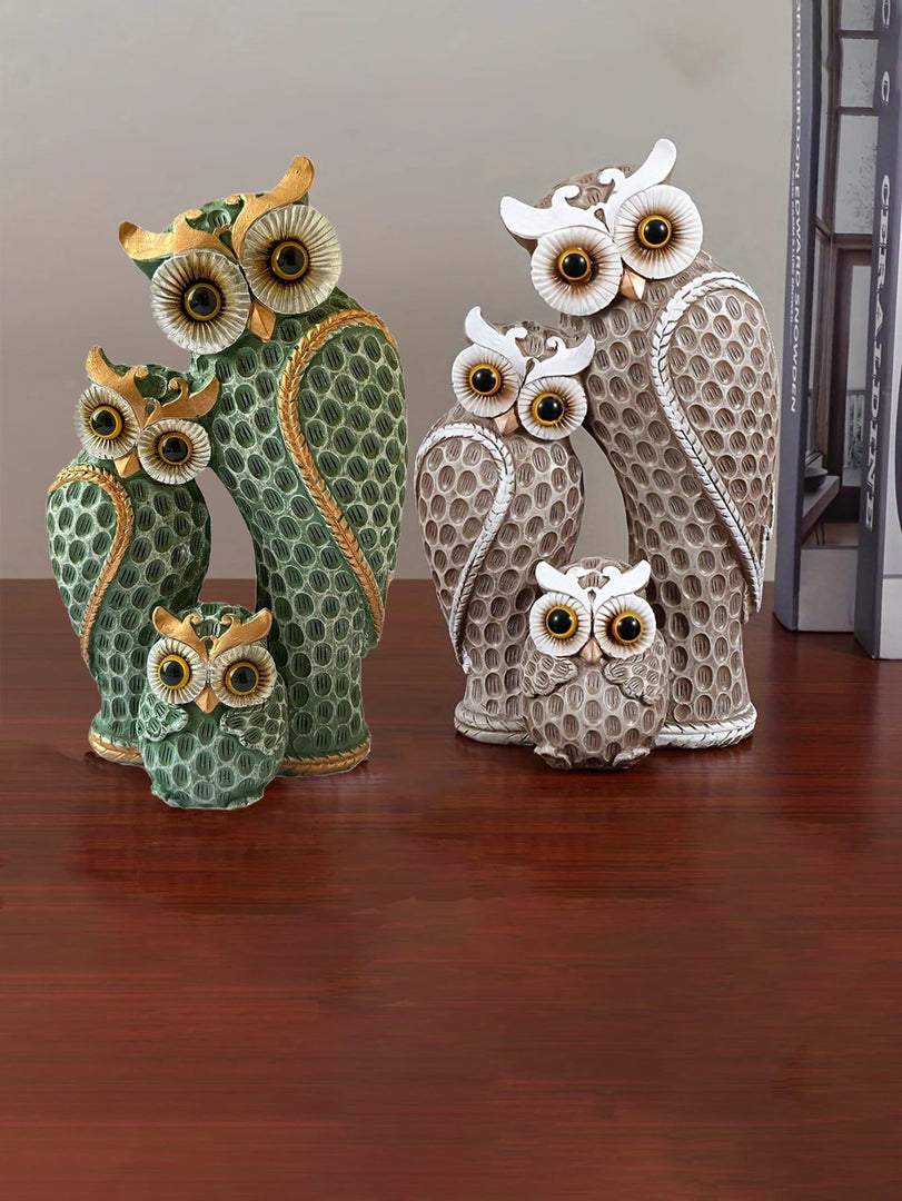 Decoração Elegante de Coruja em Resina para Casa