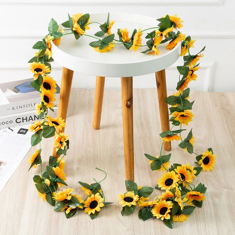 Videira Artificial de Girassol 2,5m para Decoração Elegante