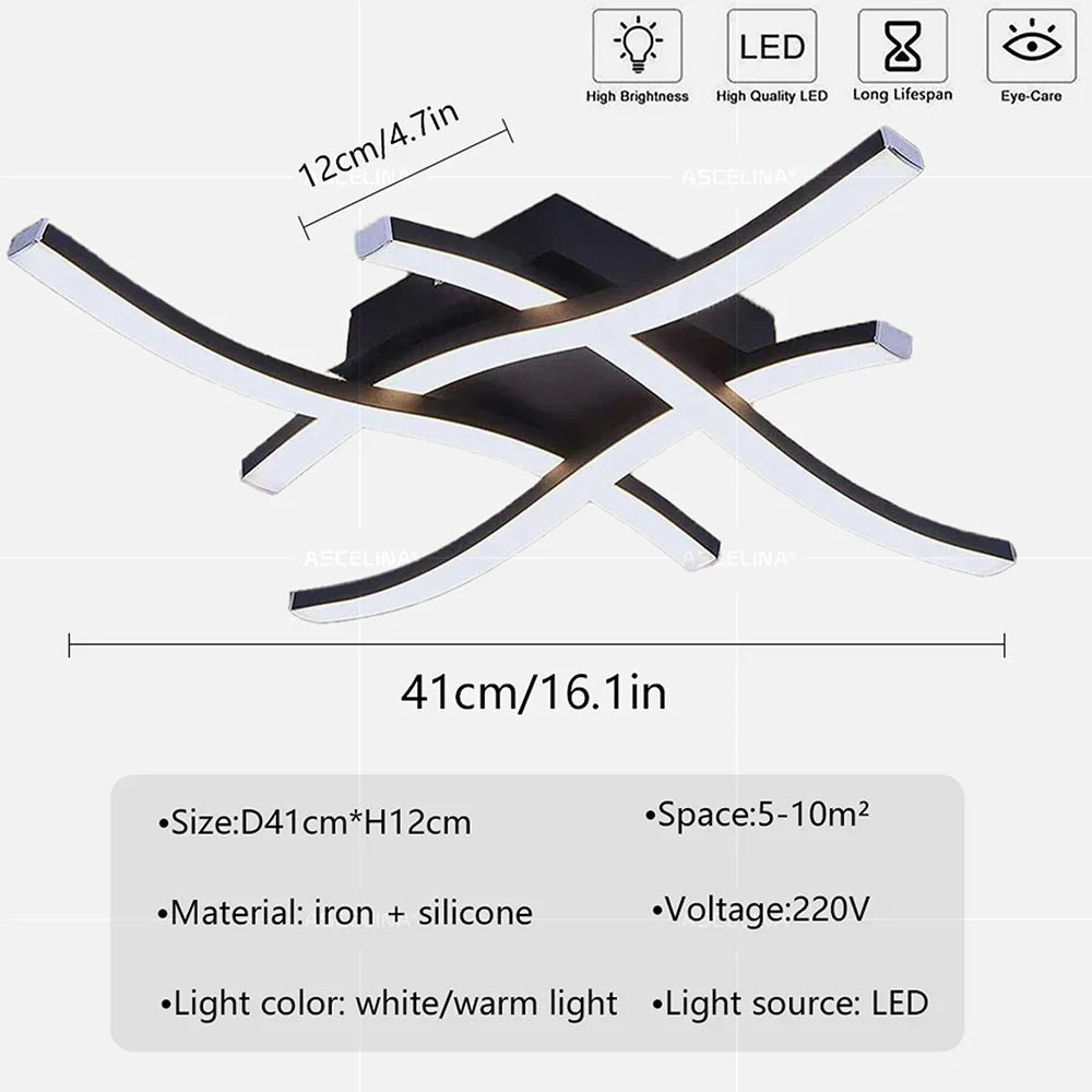 Luminária de Teto LED Moderna com Design Ondulado