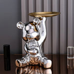 Carregue a imagem na visualização da galeria, Estatueta Decorativa de Urso com Bandeja - Armazenamento Elegante
