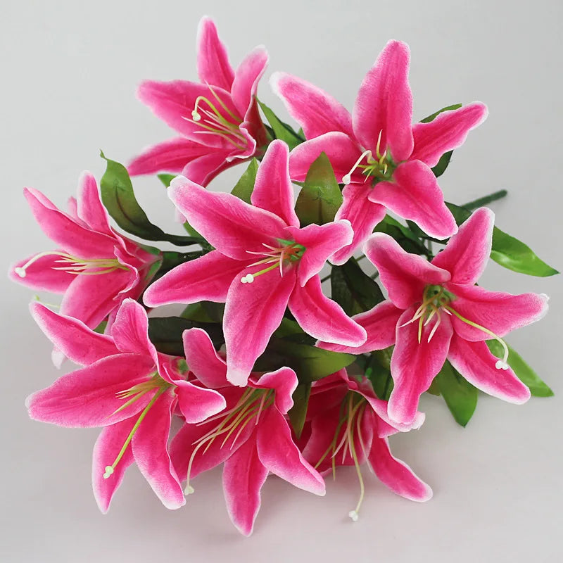 Buquê de Lírios Artificiais Multicoloridos para Decoração Elegante