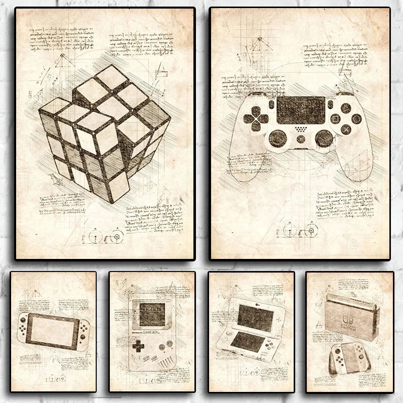 Arte de Parede Vintage para Gamers - Impressão em Tela