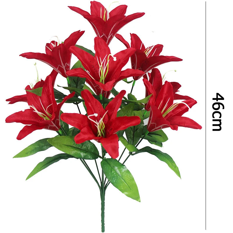 Buquê de Lírios Artificiais Multicoloridos para Decoração Elegante