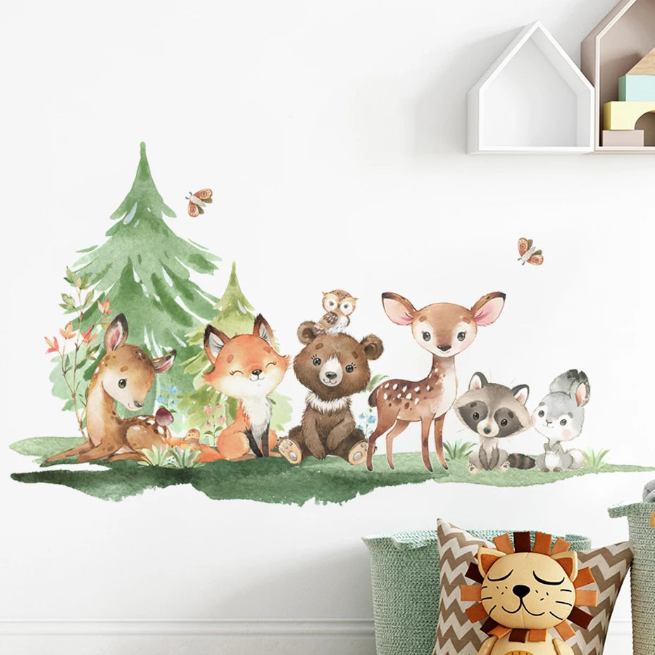 Adesivos de Parede Infantis com Animais da Floresta - Decoração Encantadora