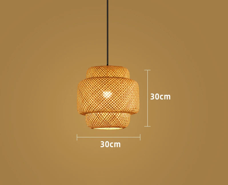 Luminária Pendente de Bambu Artesanal E27 para Decoração