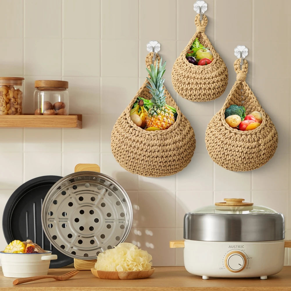 Cesta Suspensa de Juta para Frutas e Vegetais - Organização e Estilo