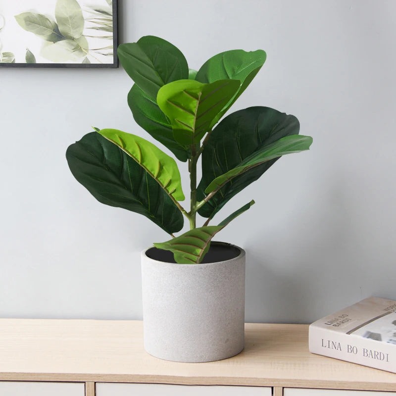 Ficus Artificial 38cm com Folhas de Violino para Decoração