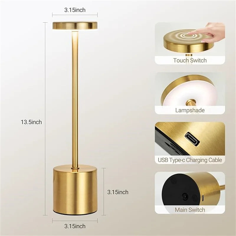 Luminária de Mesa LED Recarregável com Controle de Toque