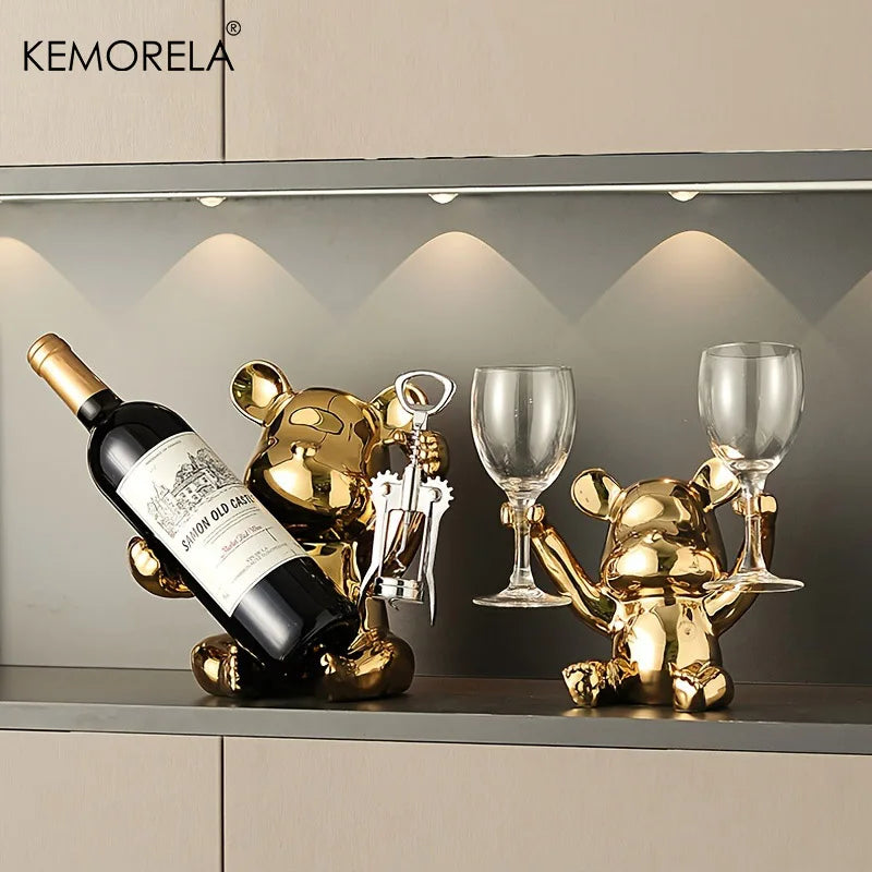 Rack de Vinho Criativo com Abridor e Design Charmoso