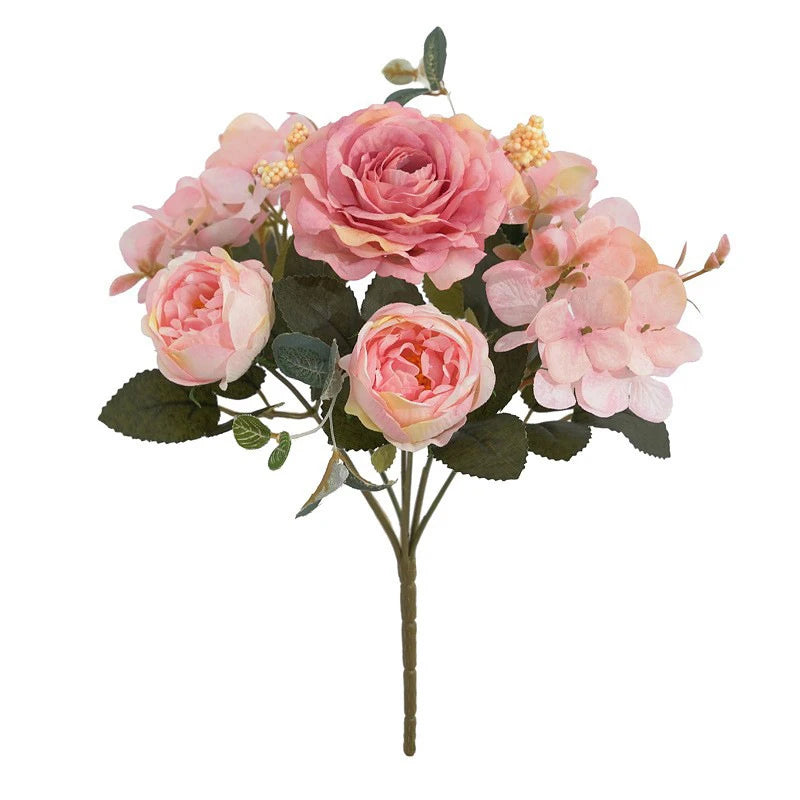 Buquê Vintage de Flores Artificiais em Seda para Decoração Elegante