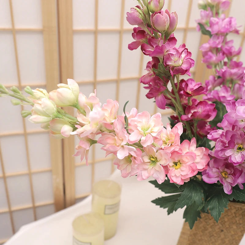 Flor Artificial de Seda Delphinium 75cm para Decoração Elegante