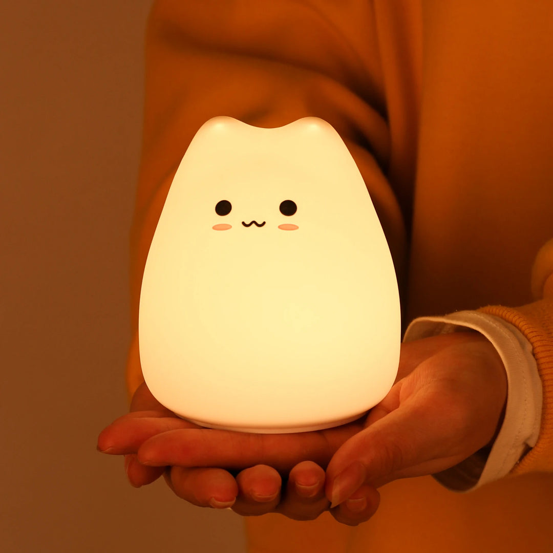 Luz Noturna Gato com Toque: Proteção Visual e Cores Vibrantes