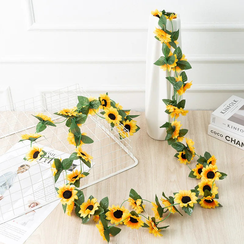 Videira Artificial de Girassol 2,5m para Decoração Elegante