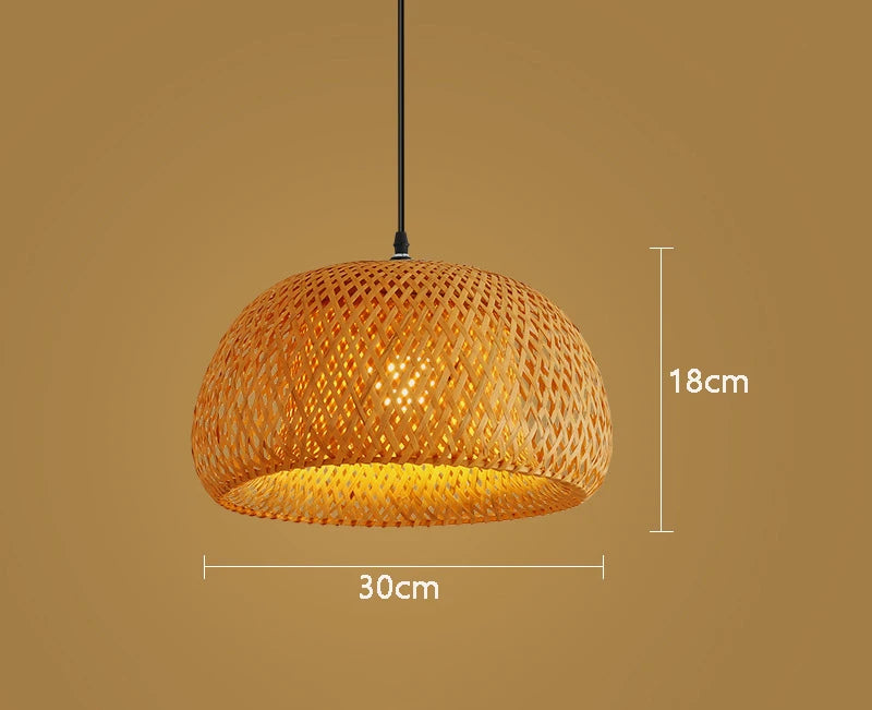 Luminária Pendente de Bambu Artesanal E27 para Decoração