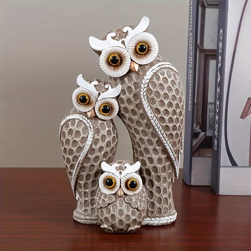 Decoração Elegante de Coruja em Resina para Casa