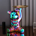 Carregue a imagem na visualização da galeria, Estatueta Decorativa de Urso com Bandeja - Armazenamento Elegante
