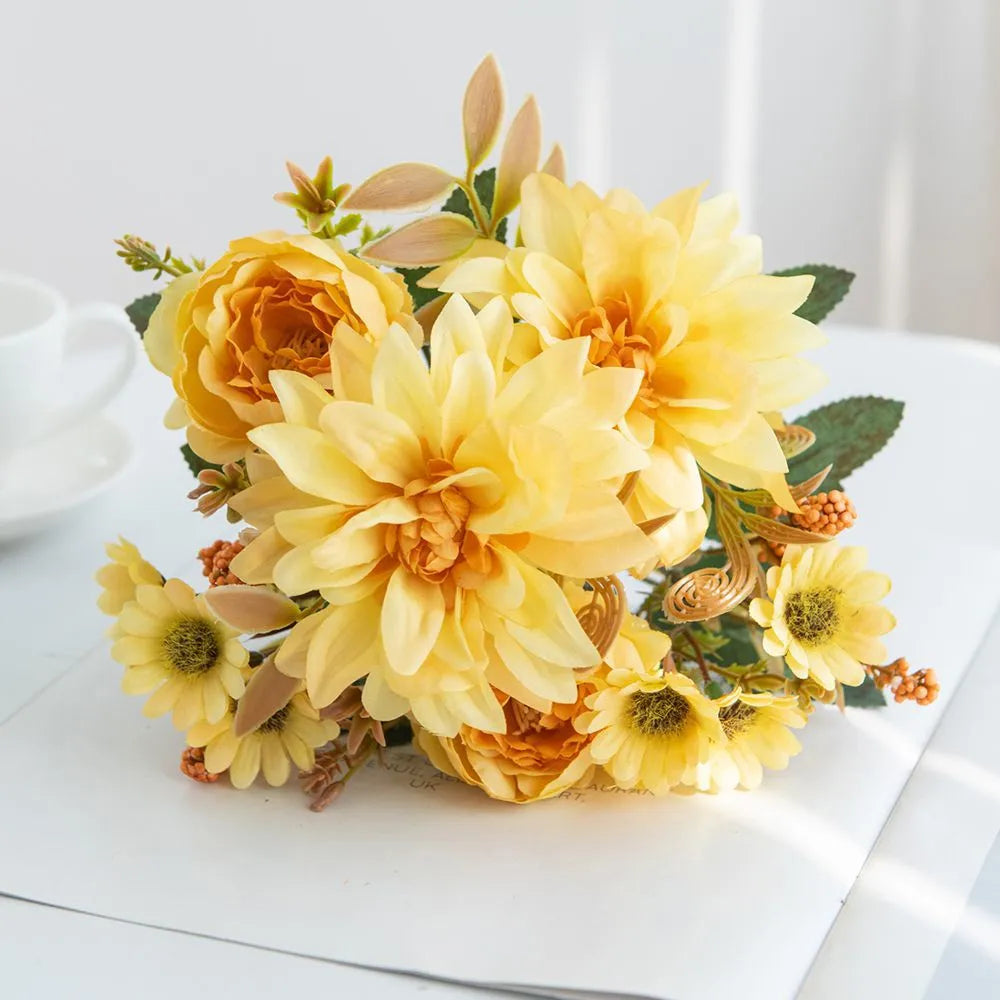 Buquê de Flores Artificiais de Seda para Decoração Elegante