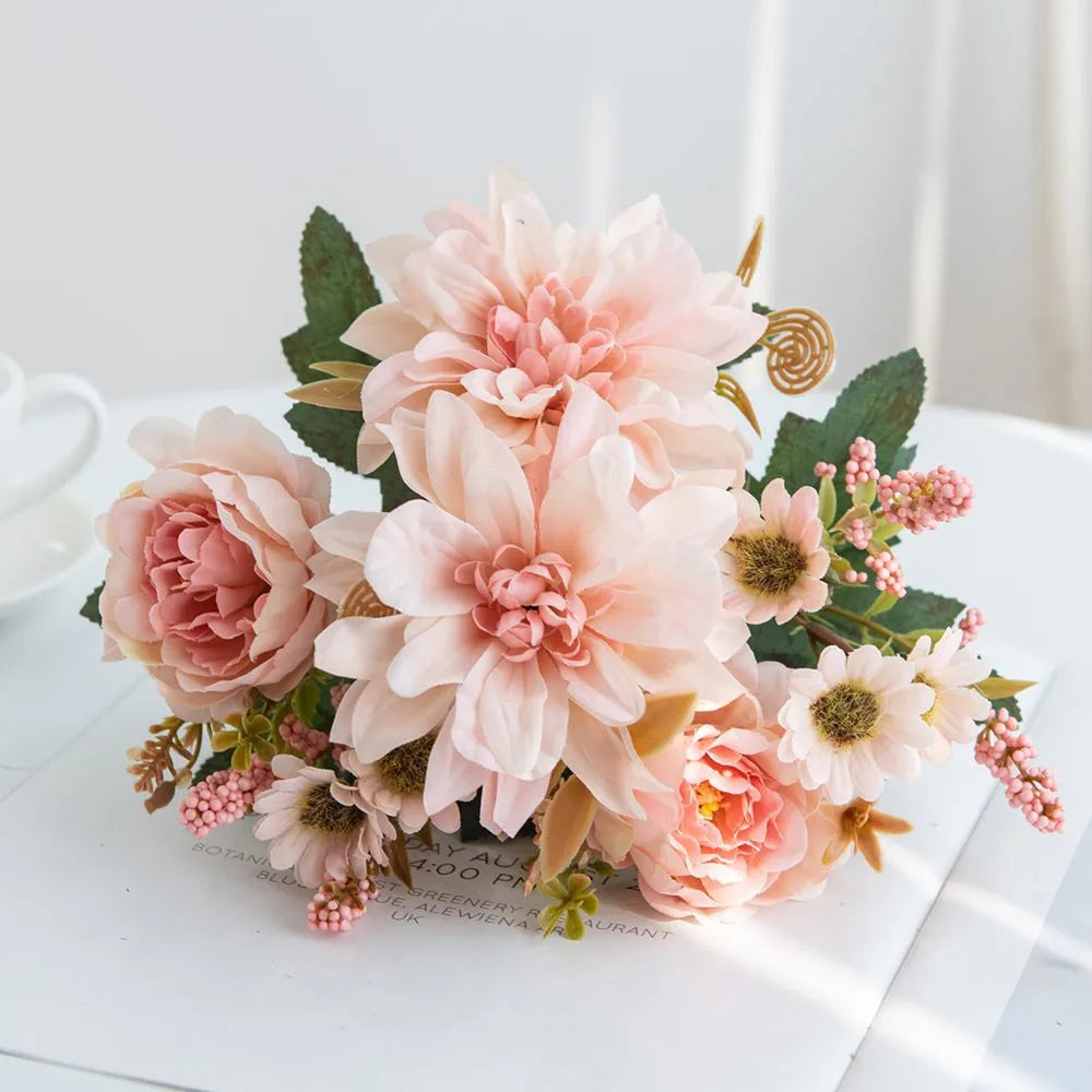 Buquê de Flores Artificiais de Seda para Decoração Elegante