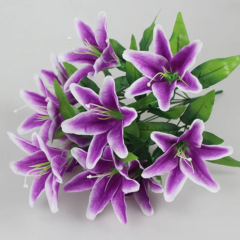 Buquê de Lírios Artificiais Multicoloridos para Decoração Elegante