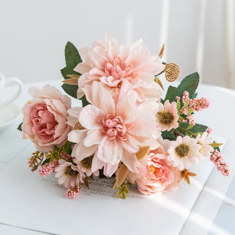 Buquê de Flores Artificiais de Seda para Decoração Elegante