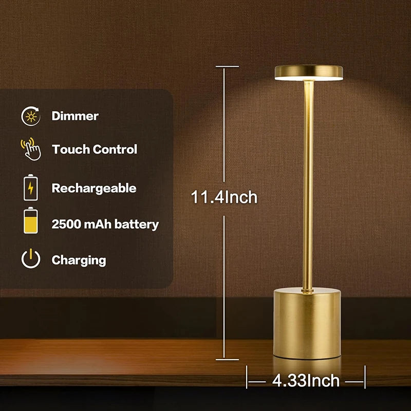 Luminária de Mesa LED Recarregável com Controle de Toque