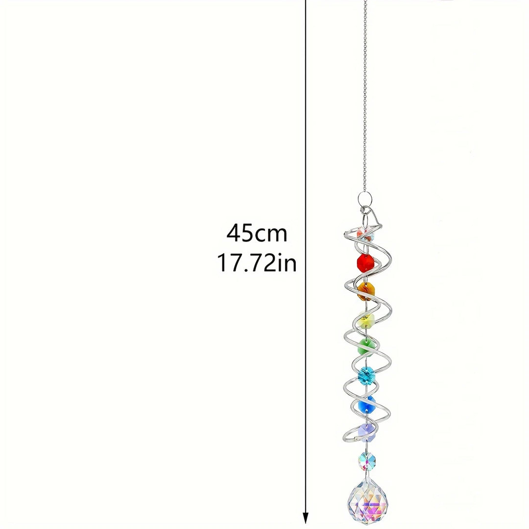 Decoração Espiral Arco-Íris com Cristal Suncatcher