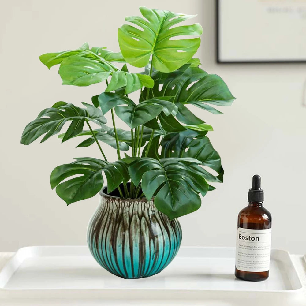 Folhagem Monstera Artificial 43cm - Decoração Tropical Exuberante