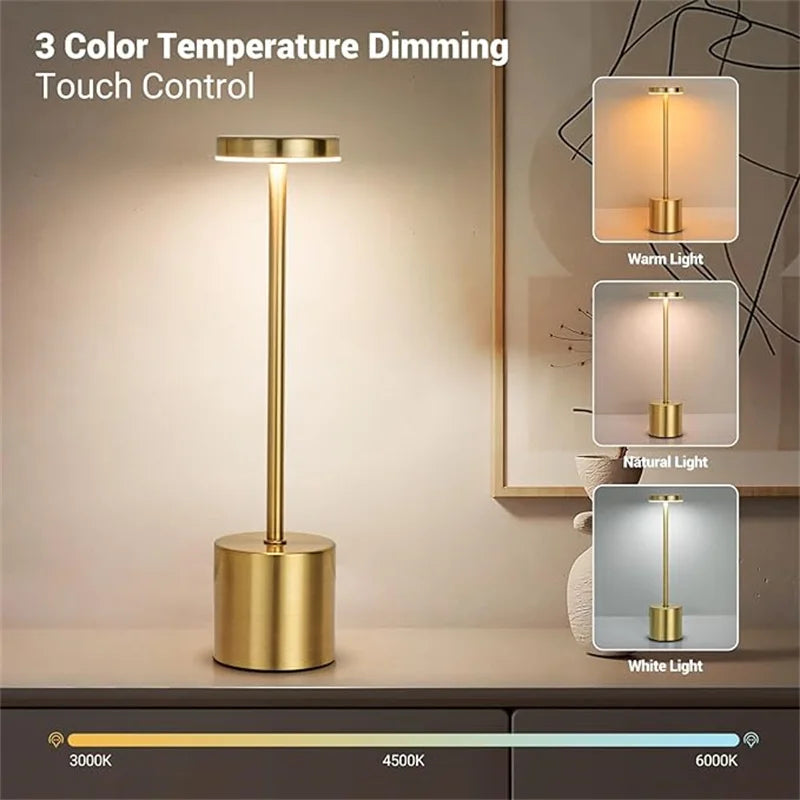 Luminária de Mesa LED Recarregável com Controle de Toque