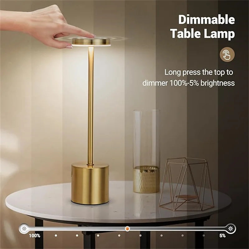 Luminária de Mesa LED Recarregável com Controle de Toque