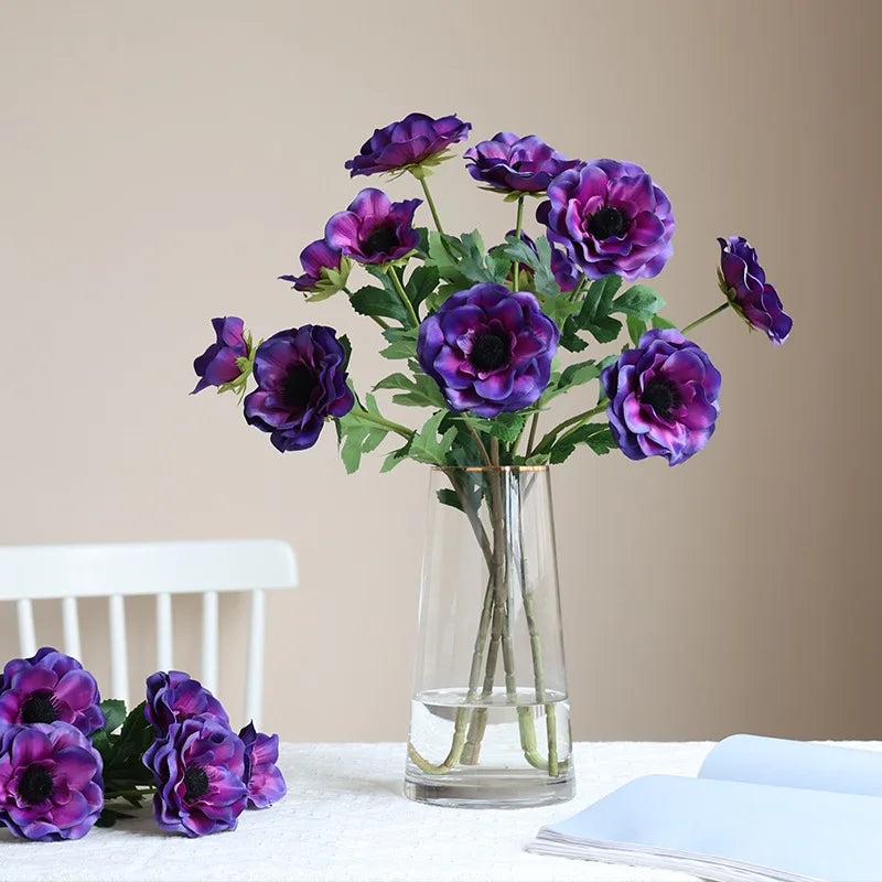 Flores Artificiais de Seda Anêmona - Beleza Eterna para Sua Decoração