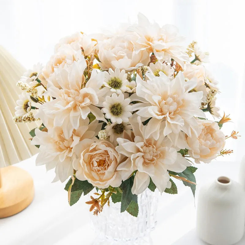 Buquê de Flores Artificiais de Seda para Decoração Elegante