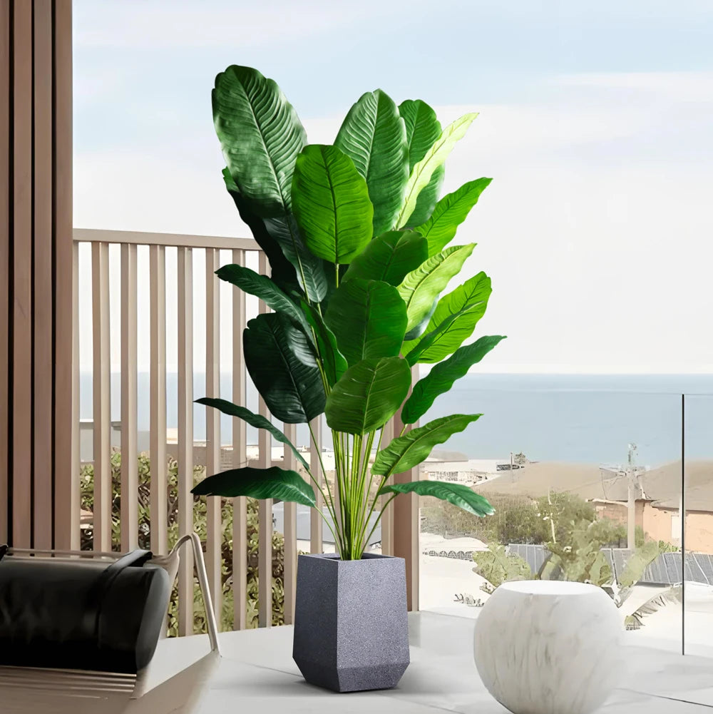 Planta Artificial Tropical de Folhas Grandes para Decoração