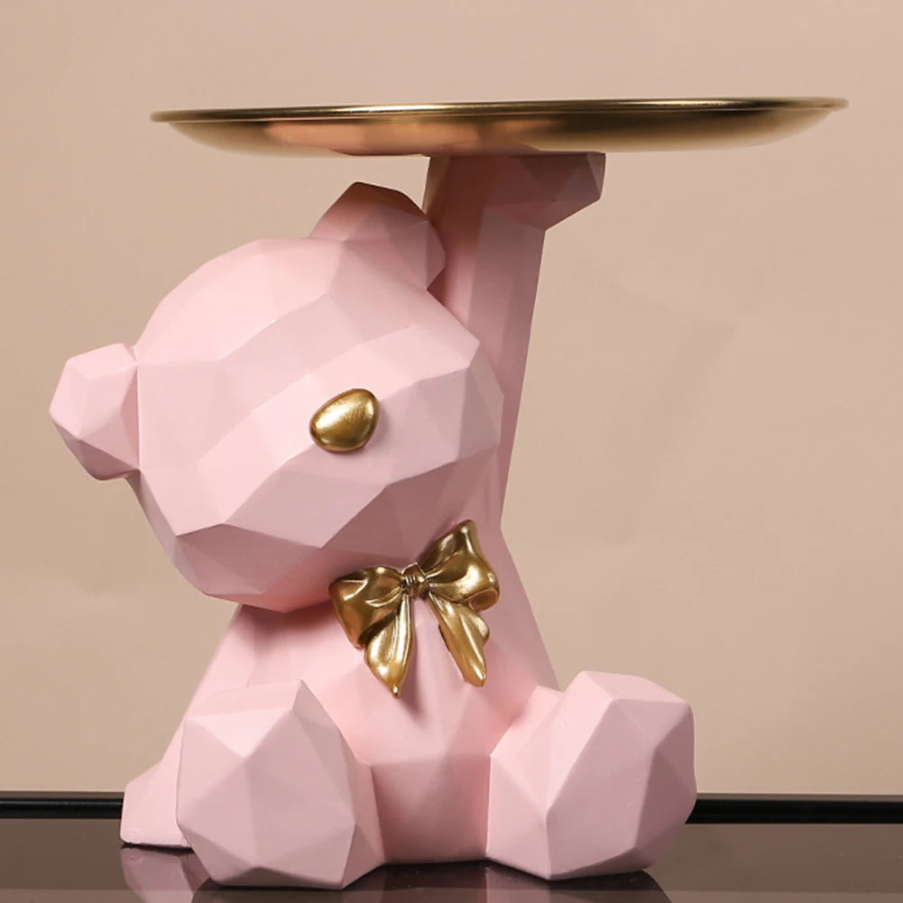 Chaveiro Decorativo de Urso Geométrico com Bandeja de Armazenamento
