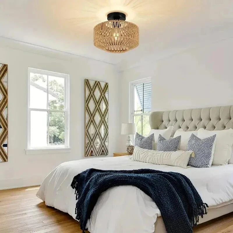 Lustre de Bambu Natural - Elegância Artesanal para Sua Casa