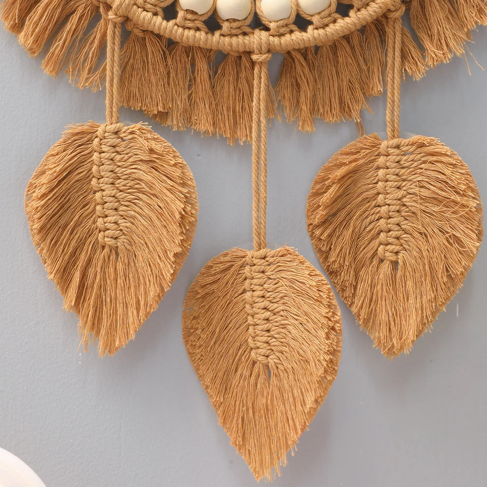 Espelho Redondo Boho Macramê para Decoração de Interiores