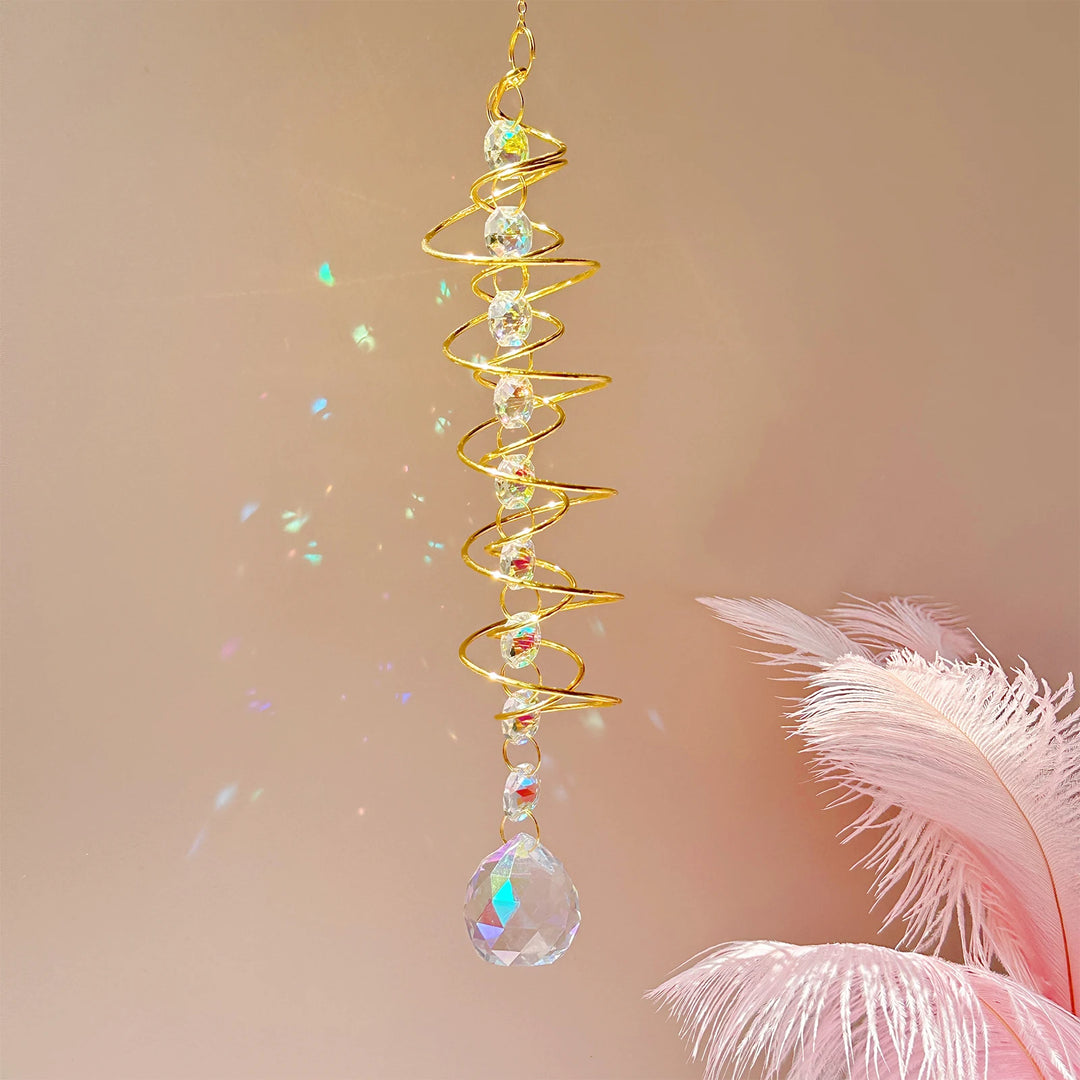 Decoração Espiral Arco-Íris com Cristal Suncatcher