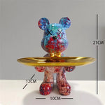 Carregue a imagem na visualização da galeria, Estatueta Decorativa de Urso Graffiti com Prato Multiuso
