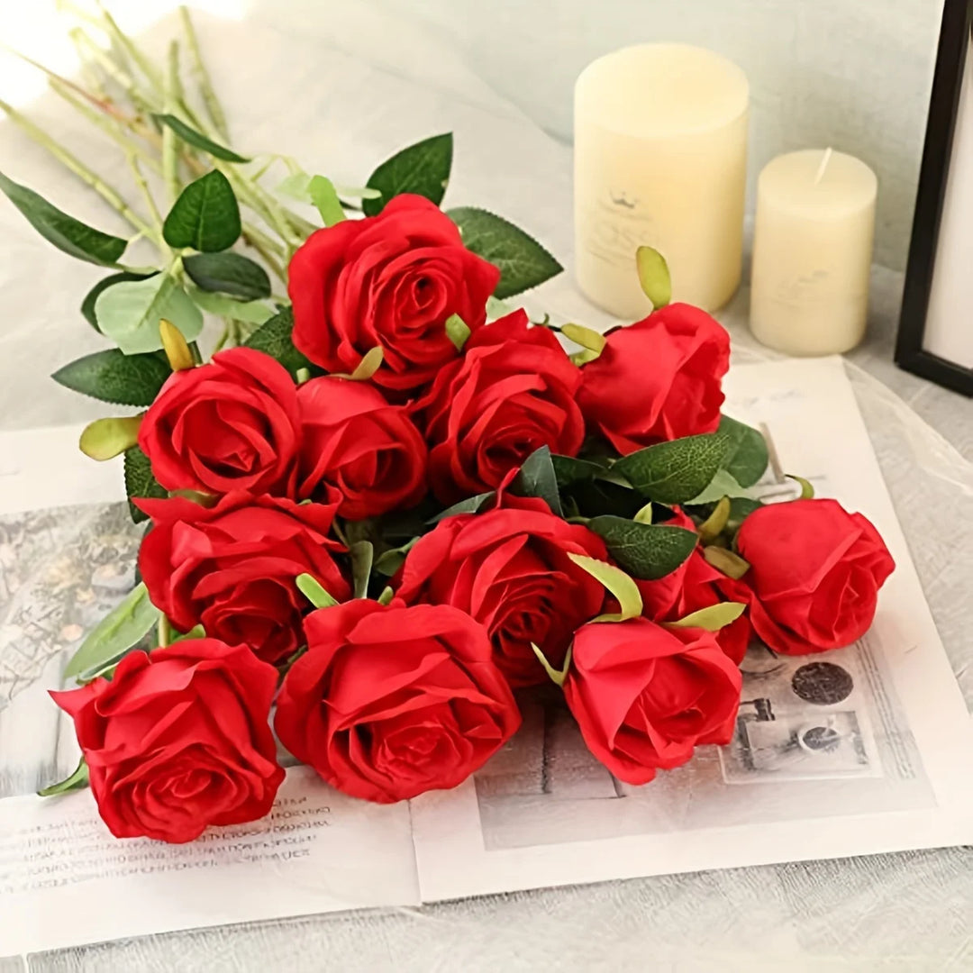 Buquê Realista de Rosas Artificiais para Decoração e Eventos